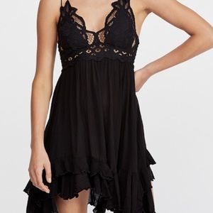 Free people black adella slip dress